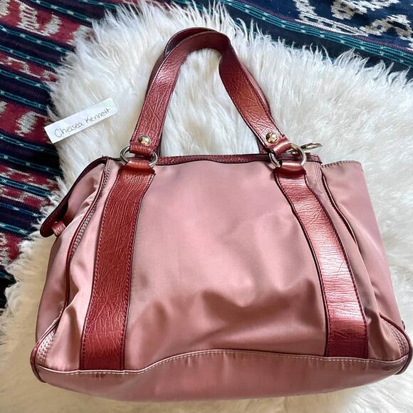 Celine Pink Nylon Triomphe Macadam Monogram Logo Shoulder Bag Purse 90's Y2K - Picture 7 of 16